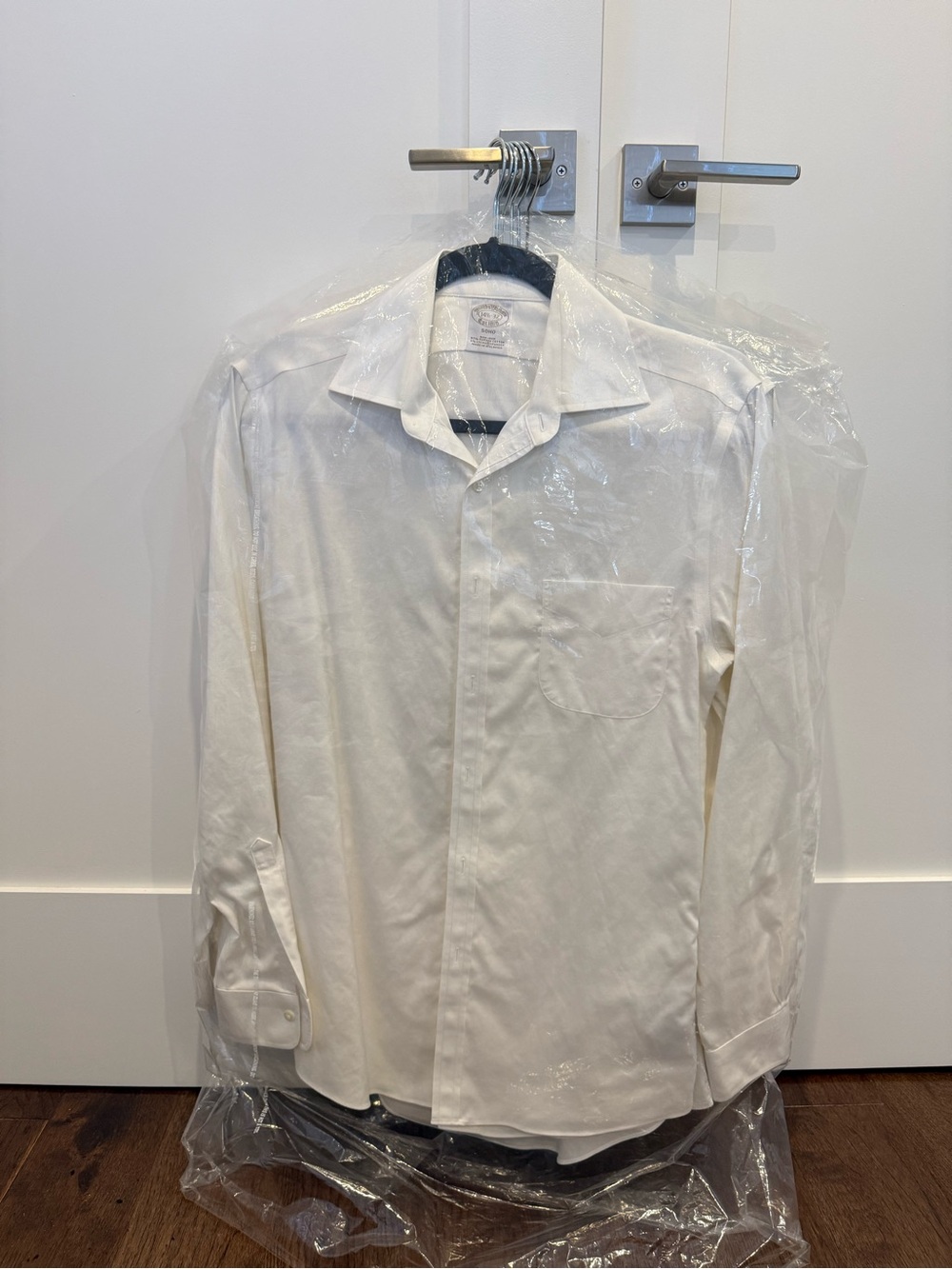 Brooks Brothers Ivory Dress Shirt with Point Collar